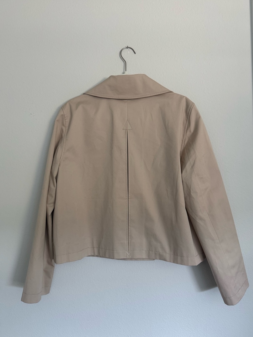 LOFT Beige Cropped Double-Breasted Trench Coat Jacket NWT M academia Preppy Chic - Picture 6 of 11